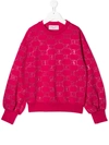 Alberta Ferretti Embellished Monogram Sweatshirt In Pink