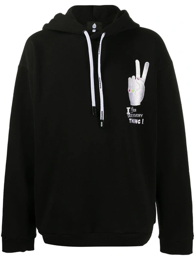 Duoltd Graphic Print Drawstring Hoodie In Black