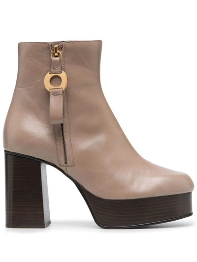 See By Chloé Giuly Zipped Ankle Boots W/plateau In Terra