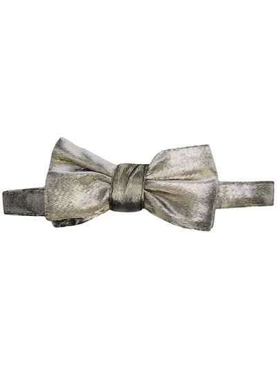 Alexander Mcqueen Metallic Sheen Bow Tie In Gold