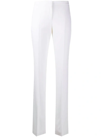 Alexander Mcqueen Leaf-crepe Long Cigarette Trousers In White