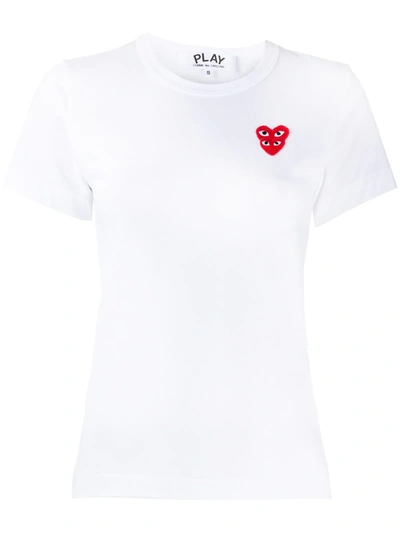Comme Des Garçons Play Logo棉质平纹针织t恤 In White