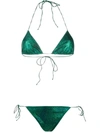 Oseree Metallic Serpent Bikini Set In Green
