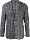 Z ZEGNA KNITTED CHECK PATTERNED BLAZER