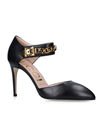 Gucci Leather Sylvie Chain Pumps 95