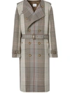 BURBERRY QUILTED-PANEL CHECK TRENCH COAT