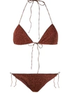Oseree Metallic-thread Halterneck Bikini In Brown