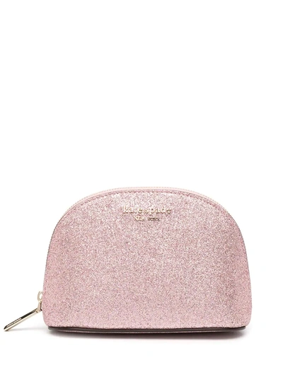 Kate Spade Spencer Glitter Small Cosmetic Case In Pink
