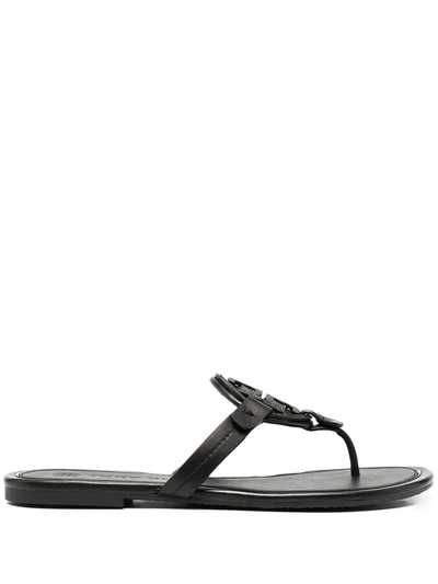 Tory Burch Miller Embellished-logo Sandals In Perfect Black
