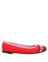 FERRAGAMO FERRAGAMO WOMAN BALLET FLATS RED SIZE 6 TEXTILE FIBERS, CALFSKIN