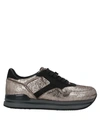 Shop Hogan Woman Sneakers Bronze Size 6.5 Leather In Yellow