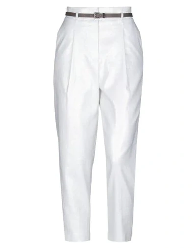 Peserico Micro Beads Pants In White In Ivory