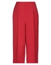 Valentino Cropped Virgin Wool Trousers In Red