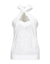 Givenchy White Open Knit Halter Top In White