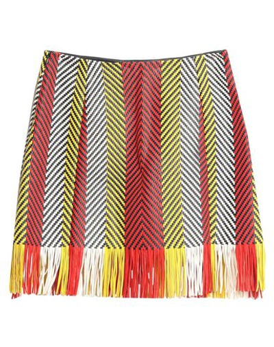 Drome Woven & Fringed Nappa Leather Mini Skirt In Red