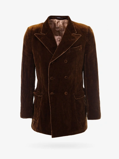 Gucci Long Velvet Jacket In Brown