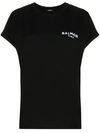 Balmain Flocked-logo Organic-cotton T-shirt In Black