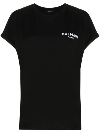 BALMAIN SMALL FLOCKED LOGO T-SHIRT