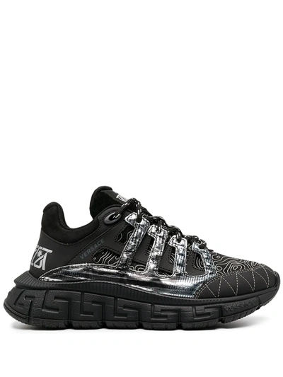 Versace Trigreca Printed Low-top Trainer Trainers In Black