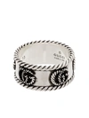 GUCCI STERLING SILVER GG MARMONT AGED LOGO RING