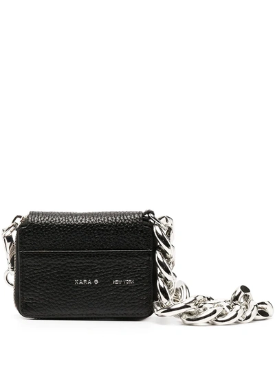Kara Crossbody Wallet In Hammered Leather In Black