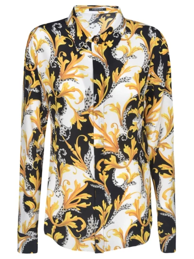 Versace All-over Printed Shirt In Gold Print