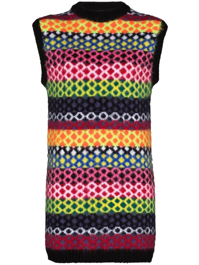 Agr Sleeveless Multi-pattern Knit Dress In Black