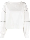 BRUNELLO CUCINELLI BEAD-TRIMMED STAND COLLAR SWEATSHIRT