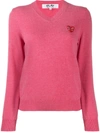 Comme Des Garçons Play Women's Double Heart V-neck Pullover In Pink