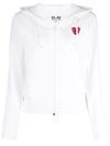 Comme Des Garçons Play Logo Embroidered Zipper Hooded Jacket In White