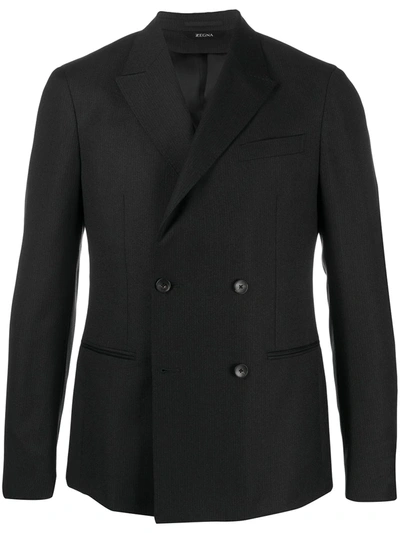 Z Zegna Double-breasted Wool Jacket In Blue