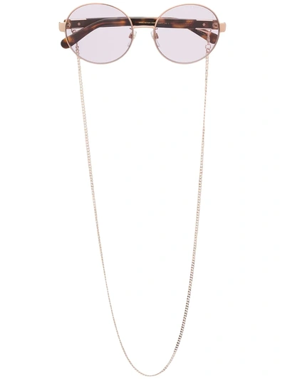 Marc Jacobs Neck-chain Round-frame Sunglasses In Brown