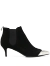 POLLINI CONTRAST POINTED ANKLE BOOTS