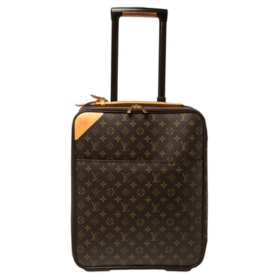 Pre-owned Louis Vuitton Monogram Canvas Pegase 45 Suitcase In Brown