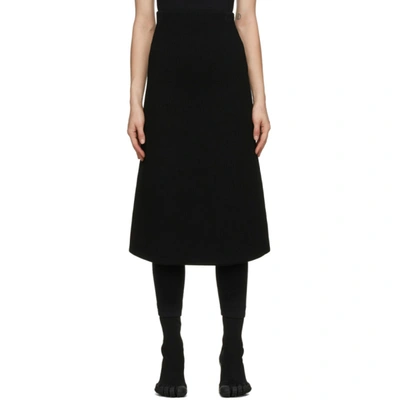 Balenciaga A-line Skirt In Ribbed Technical Wool In Black
