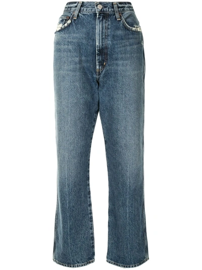 Agolde High-waisted Cropped Jeans In Blue
