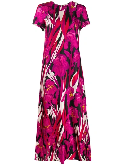 La Doublej Floral-print Silk Maxi Dress In Pink