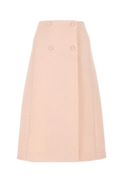 Fendi Quilted-finish A-line Midi Skirt In Pink