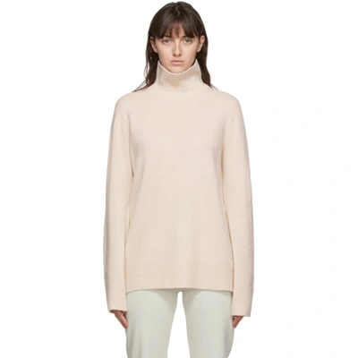 The Row Milina Oversize Funnel Neck Wool & Cashmere Jumper In Beige
