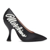 MOSCHINO BLACK CALFSKIN ICING LOGO HEELS