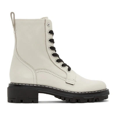 Rag & Bone Shiloh Lace-up Leather Combat Boots In Antique White