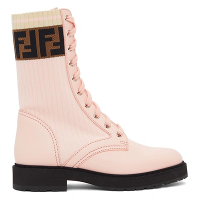 Fendi Rockoko Chelsea Sock Combat Boot In Pink