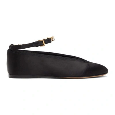 Jw Anderson Crystal-strap Satin Ballerina Shoes In Black