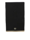 FRED PERRY LOGO EMBROIDERY SCARF IN BLACK