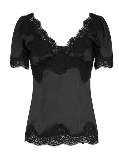 Dolce & Gabbana Sweetheart Neckline Top In Black