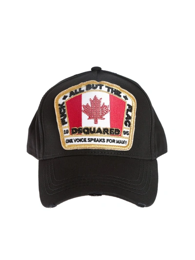 Dsquared2 Bead-embellished Logo Patch Cap In Black