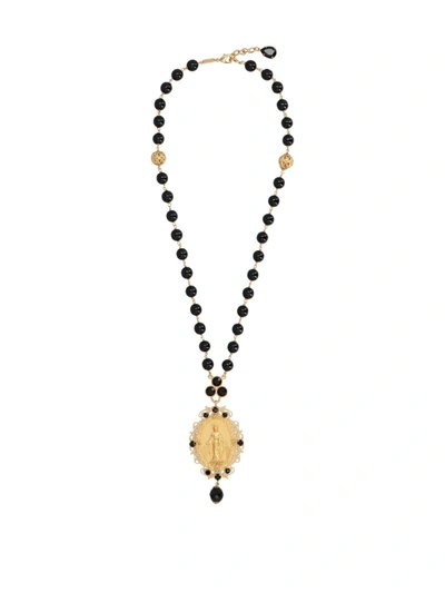 Dolce & Gabbana Votive Pendant Necklace In Black