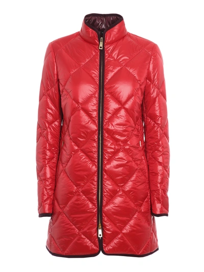 Fay Ribbed Edges Down Jacket In Red