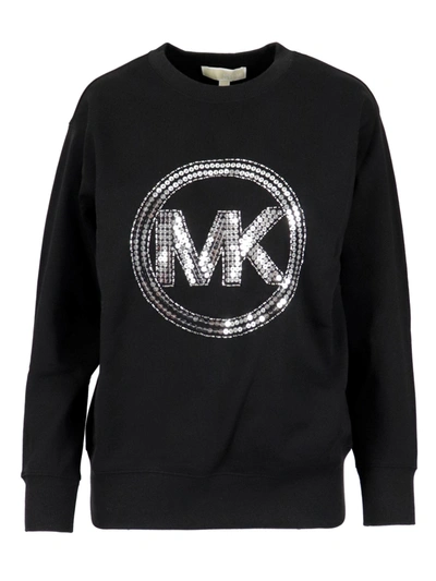 Michael Kors Heavyweight Cotton Sweatshirt In Black / Silver