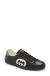 Gucci Interlocking-g Ace Low-top Sneakers In Black/ White